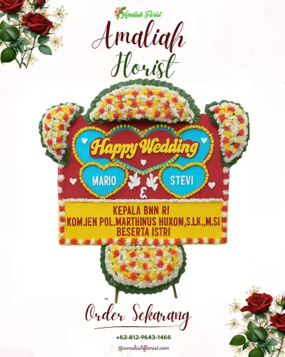 Karangan Papan Bunga Pernikahan di Sidodadi